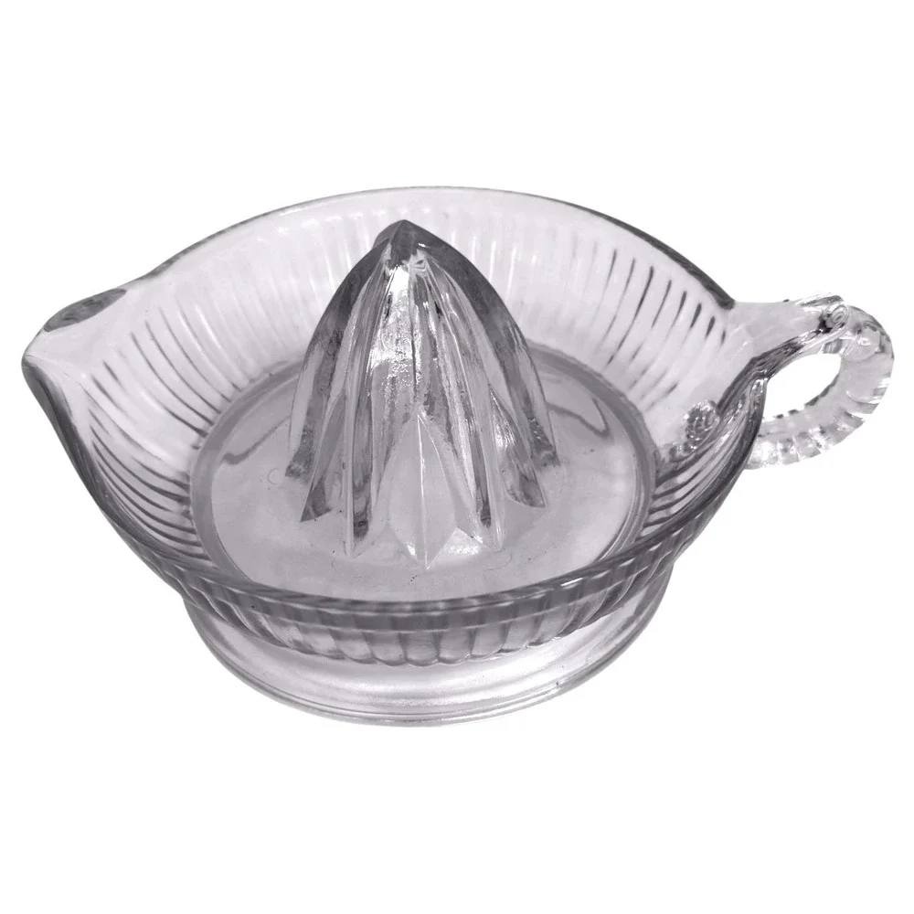 Vintage Clear Glass Reamer Citrus Juicer Ribbed Orange Lemon Pour Spout Pedestal